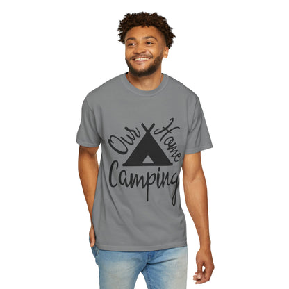 Our Home Camping Freedom Fighter Adventure Lovers Tee Nature Exploration Bonfire Travel Van Unisex Heavy Cotton T-Shirt
