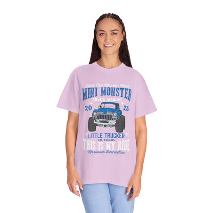 Funny Mini Monster Truck Manic Speed Truck Power Sarcastic Extreme Adventure Four-Wheel Drive Unisex Heavy Cotton T-Shirt