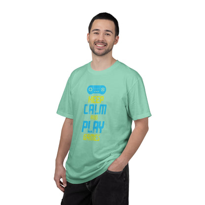 Funny Keep Calm And Play Games Pro Gamer Skills Gaming Mindset Sarcastic Gameplay Optimization Unisex Heavy Cotton T-Shirt