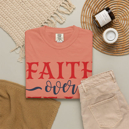 Faith Over Fear Stop Wishing Start Doing Action Goal Setting Modern Tee Achievement Self-Improvement Unisex Heavy Cotton T-Shirt