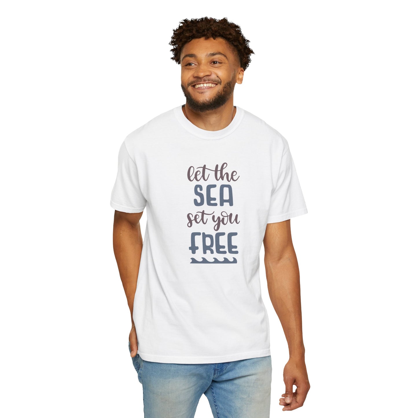 Let The Sea Set You Free Summer Tee Sunshine Days Ice Cream Camping Beachcombing Unisex Heavy Cotton T-Shirt