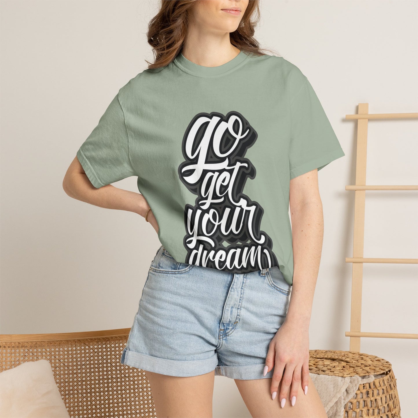Go Get Your Dream Achieve Inspiration Tee Optimism Persistence Hard Work Unisex Heavy Cotton T-Shirt