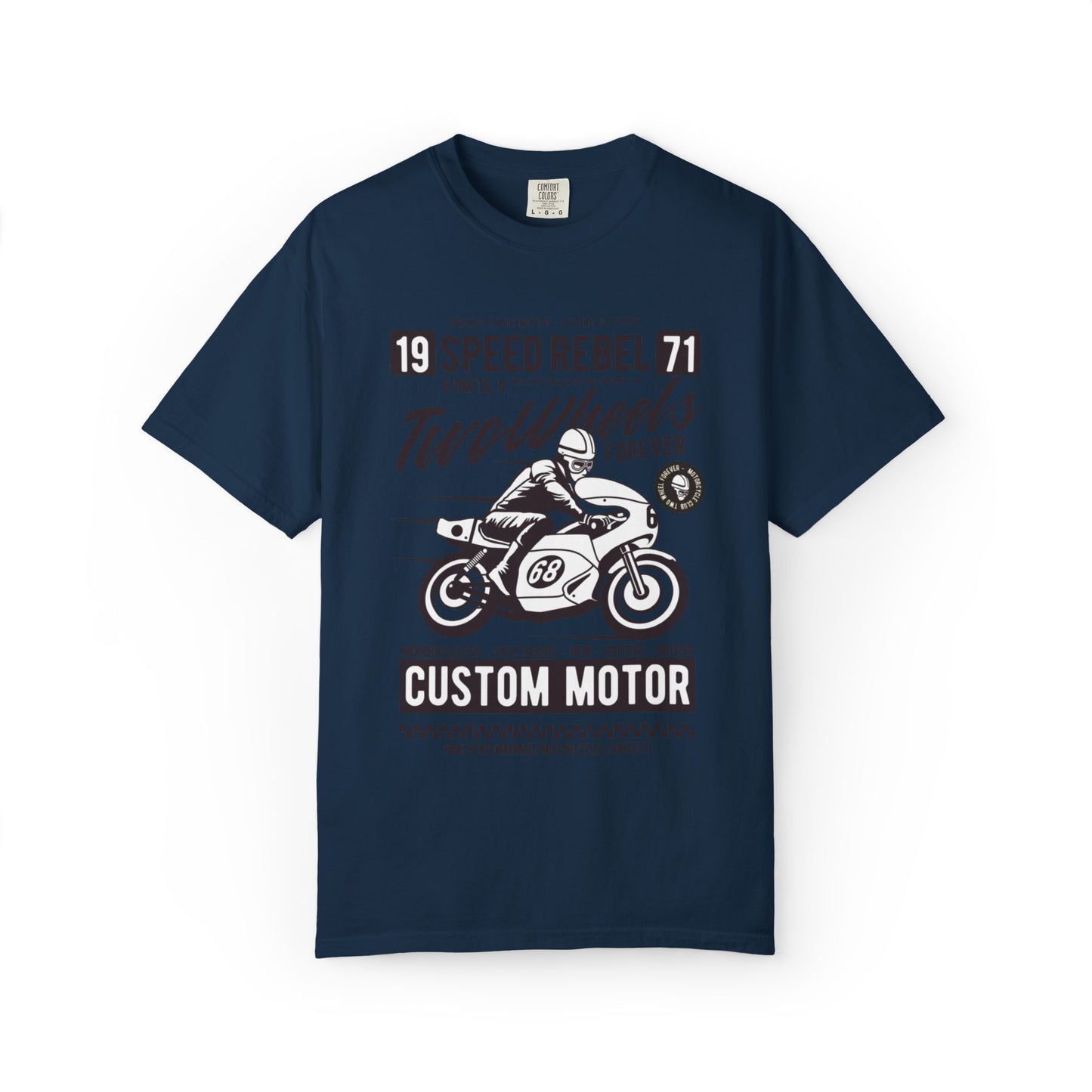 Speed Rebel Two Wheels Custom Engine Club Motorbike Lovers Trendy Tee High-speed Rider Adventure Racer Unisex Heavy Cotton T-Shirt