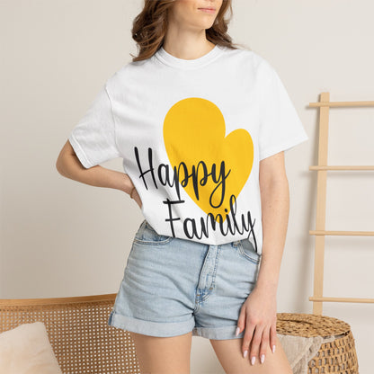 Happy Family Peaceful Paradise Tee Cherished Space Heartfelt Haven Unisex Heavy Cotton T-Shirt