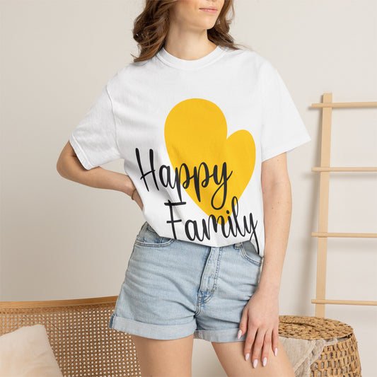 Happy Family Peaceful Paradise Tee Cherished Space Heartfelt Haven Unisex Heavy Cotton T-Shirt