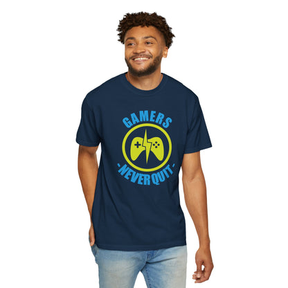 Inspirational Gamers Never Quit Virtual Immortality Forever A Gamer Immortalized In Pixels Unisex Heavy Cotton T-Shirt