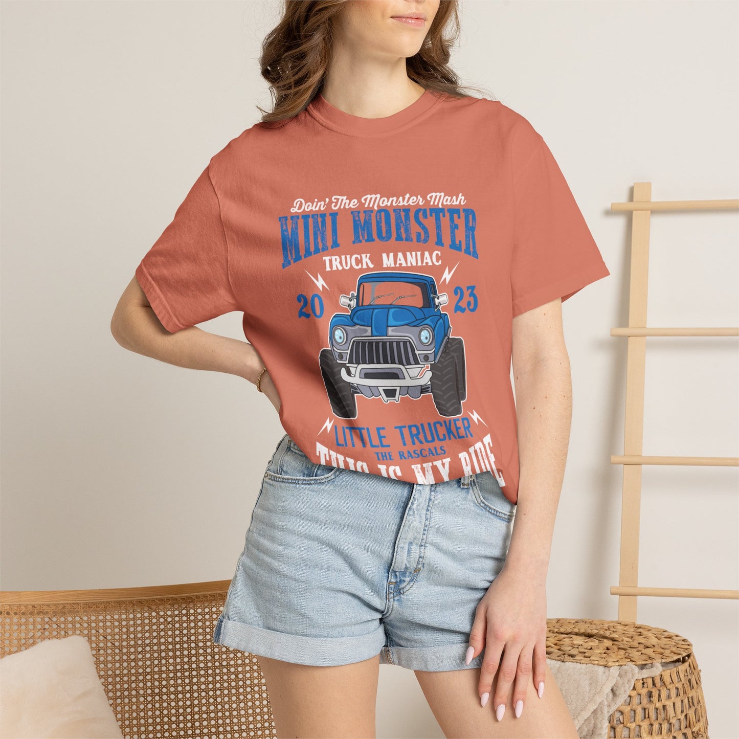 Funny Mini Monster Truck Manic Speed Truck Power Sarcastic Extreme Adventure Four-Wheel Drive Unisex Heavy Cotton T-Shirt