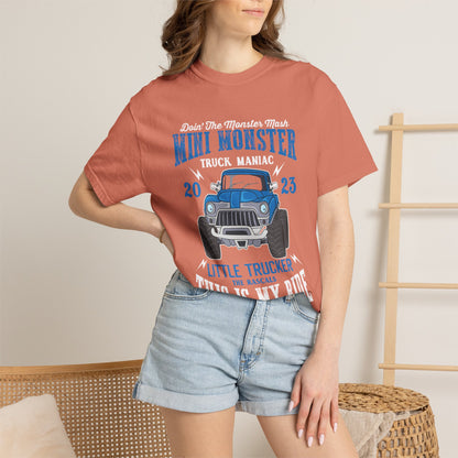 Funny Mini Monster Truck Manic Speed Truck Power Sarcastic Extreme Adventure Four-Wheel Drive Unisex Heavy Cotton T-Shirt