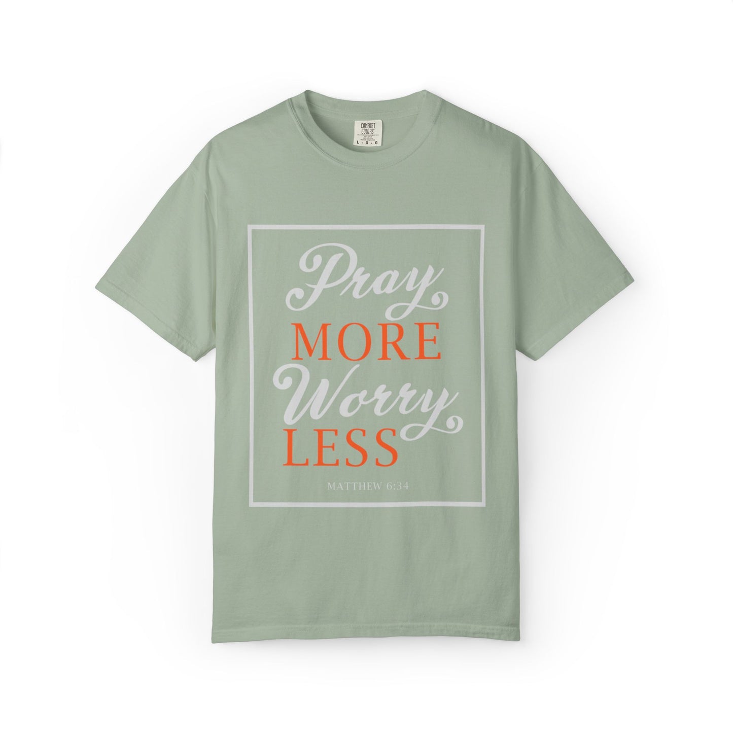 Pray More Worry Less Heavenly Feather White God’s Creation Eternity Tee Purest Being Cross Symbol Unisex Heavy Cotton T-Shirt