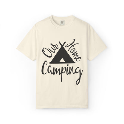 Our Home Camping Freedom Fighter Adventure Lovers Tee Nature Exploration Bonfire Travel Van Unisex Heavy Cotton T-Shirt