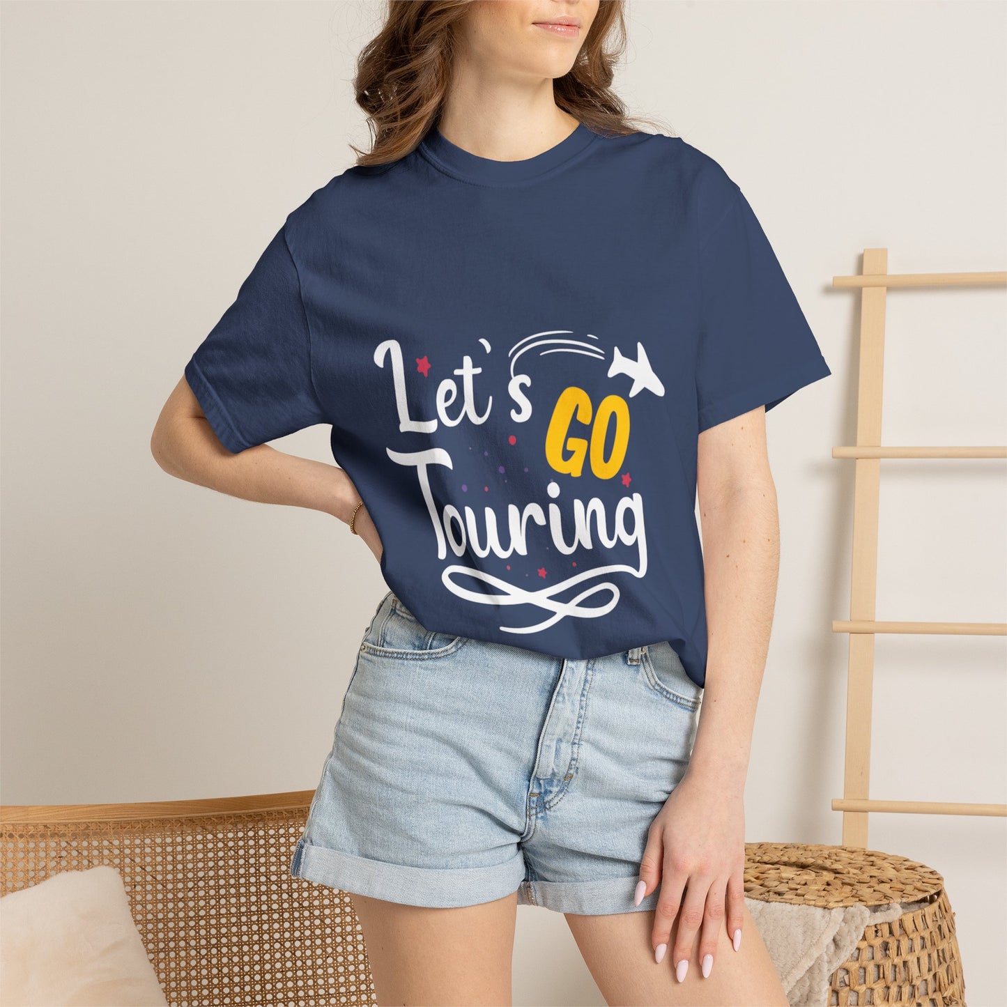 Let’s Go Touring Trendy Tee Travel Addict Exploring Adventurous Tour Lover Tourist Journey Unisex Heavy Cotton T-Shirt
