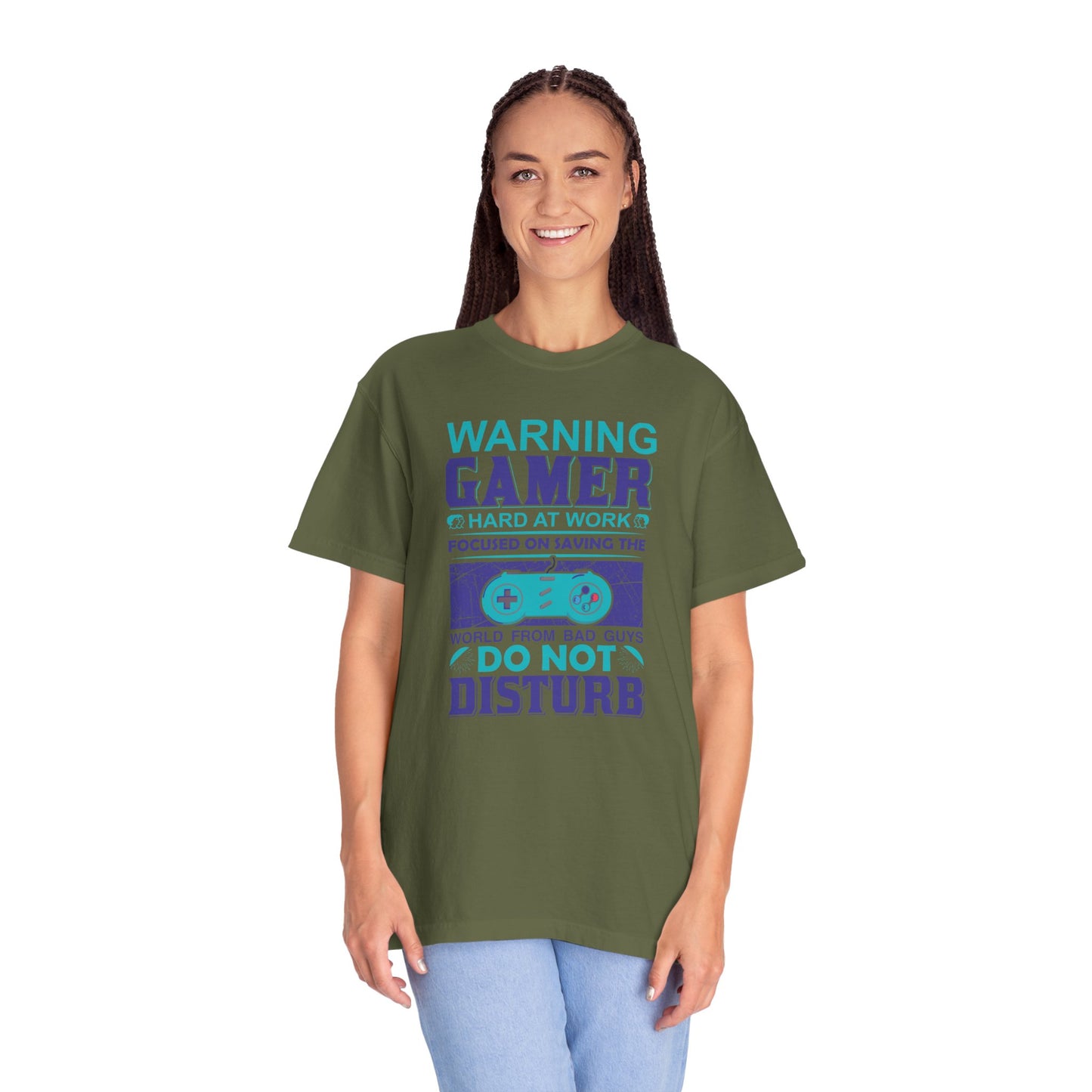 Funny Warning Gamer Do Not Disturb Digital Protector Virtual Heroism Sarcastic Battle Against Evil Unisex Heavy Cotton T-Shirt