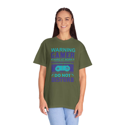 Funny Warning Gamer Do Not Disturb Digital Protector Virtual Heroism Sarcastic Battle Against Evil Unisex Heavy Cotton T-Shirt