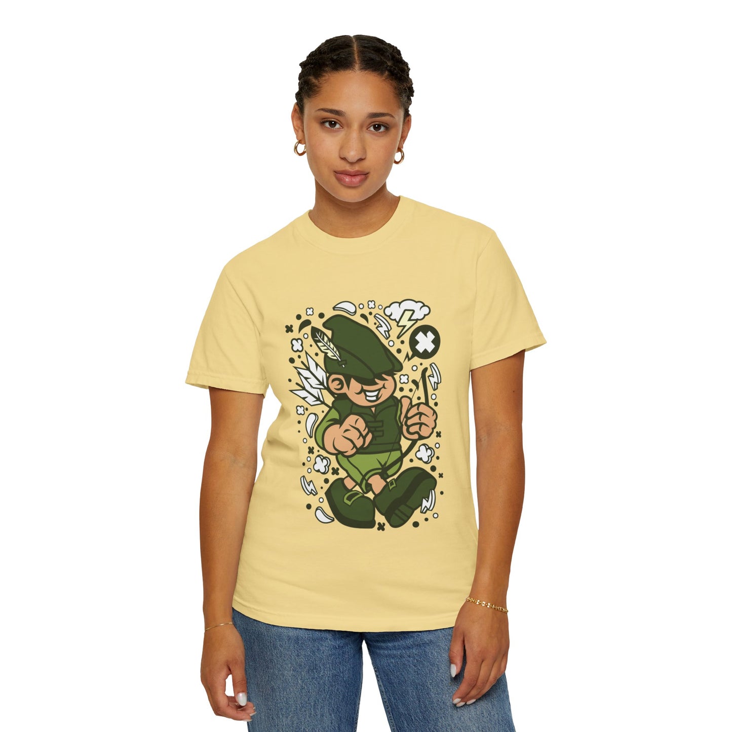 Rhino Robin Hood Folklore Mashup Tee Forest Guardian Adventure Story Fantasy Character Unisex Heavy Cotton T-Shirt