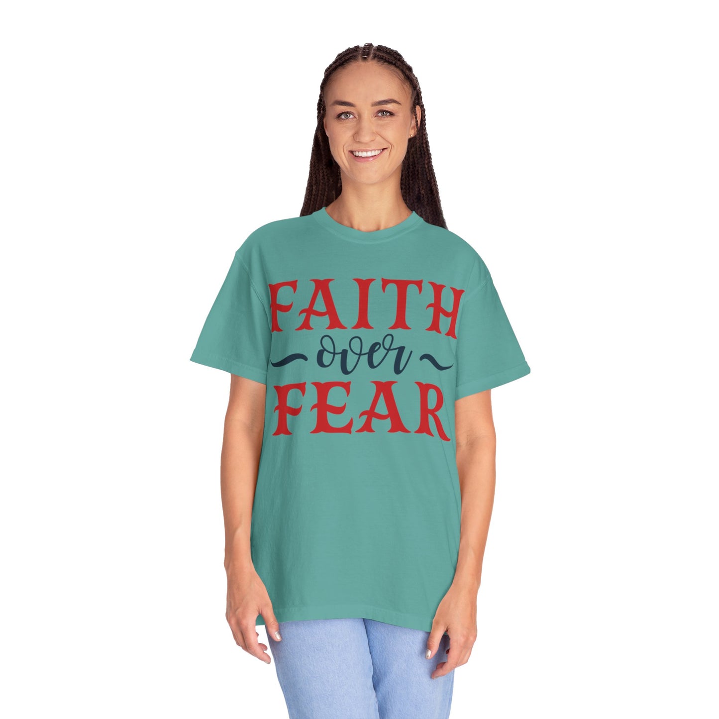 Faith Over Fear Stop Wishing Start Doing Action Goal Setting Modern Tee Achievement Self-Improvement Unisex Heavy Cotton T-Shirt