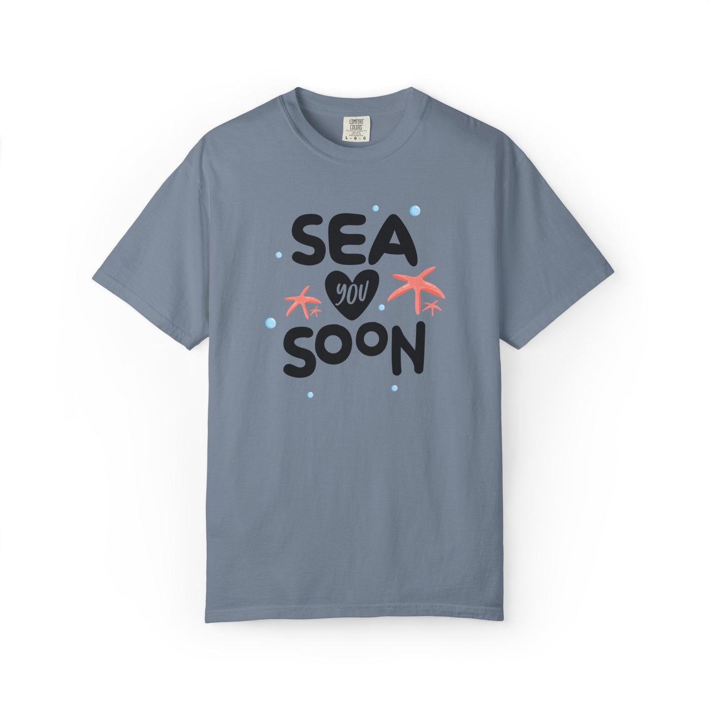 Sea You Soon Sarcastic Tee Ocean Wordplay Seaside Lover Summer Goodbye Ocean Trip Unisex Heavy Cotton T-Shirt