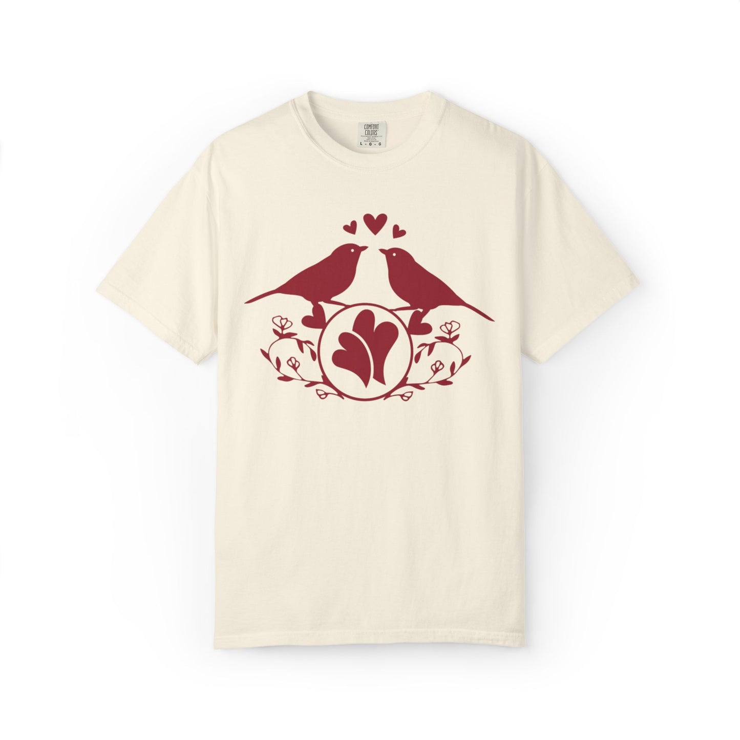 Romantic Love Birds Monogram Boundless Love Affection Lover’s Tee Infinite Bliss Butterfly Kisses Evergreen Romance Unisex Heavy Cotton T-Shirt