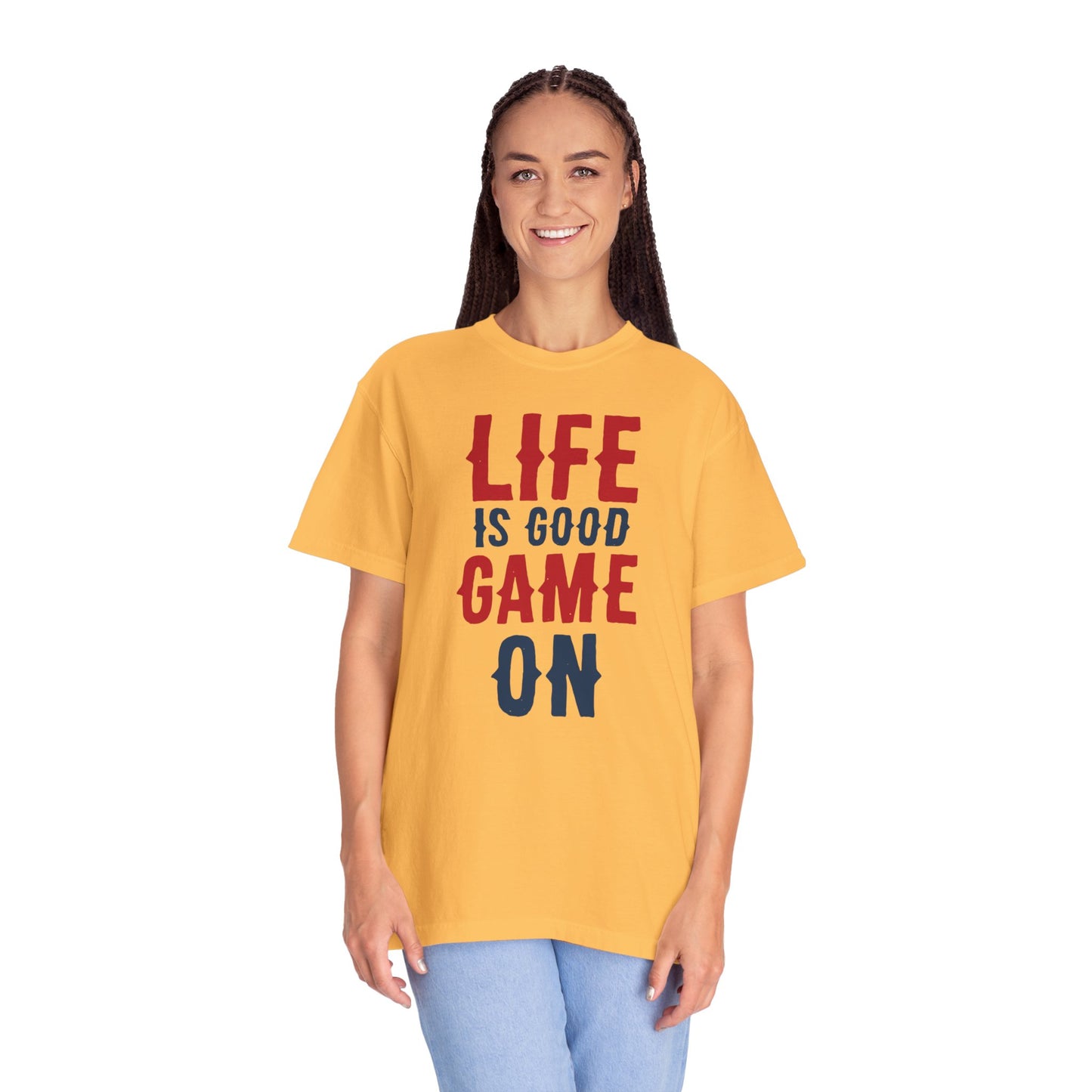 Life Is Good Game On Baseball Player Grand Slam Performers Tee Infield Magicians Batting Champions Unisex Heavy Cotton T-Shirt