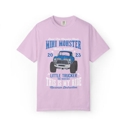Funny Mini Monster Truck Manic Speed Truck Power Sarcastic Extreme Adventure Four-Wheel Drive Unisex Heavy Cotton T-Shirt