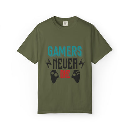 Gamers Never Die Warriors Tee Non-Stop Playing Obsession Mastery Thrill Unisex Heavy Cotton T-Shirt