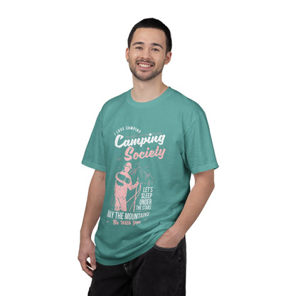 Funny Camping Society I Love Camping Enthusiastic Traveler Sarcastic Adventure Birds In The Mountains Unisex Heavy Cotton T-Shirt