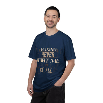 Motivational Boxing Never Hurt Me At All Enthusiasm Focus Fearless Strength Unisex Heavy Cotton T-Shirt