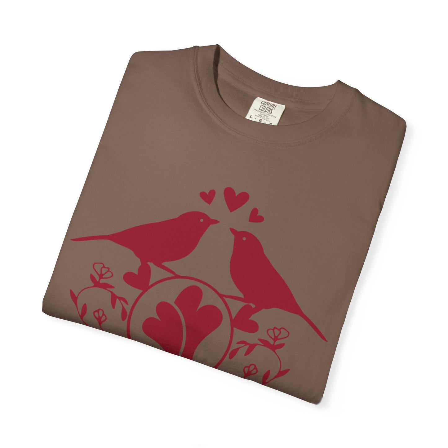 Romantic Love Birds Monogram Boundless Love Affection Lover’s Tee Infinite Bliss Butterfly Kisses Evergreen Romance Unisex Heavy Cotton T-Shirt