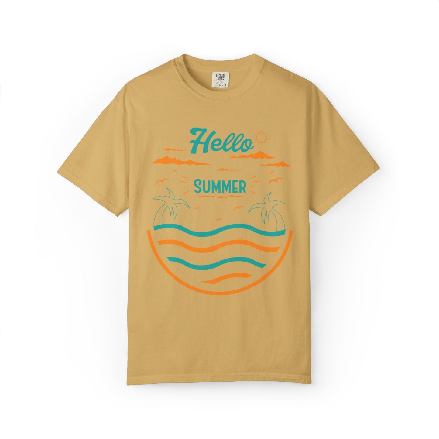 Exciting Hello Summer Sunrise & Sunburn Beach Days Ice Cream Summer Camp Unisex Heavy Cotton T-Shirt