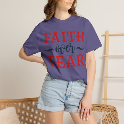 Faith Over Fear Stop Wishing Start Doing Action Goal Setting Modern Tee Achievement Self-Improvement Unisex Heavy Cotton T-Shirt
