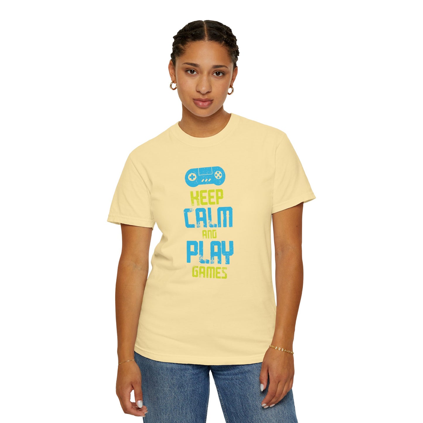 Funny Keep Calm And Play Games Pro Gamer Skills Gaming Mindset Sarcastic Gameplay Optimization Unisex Heavy Cotton T-Shirt