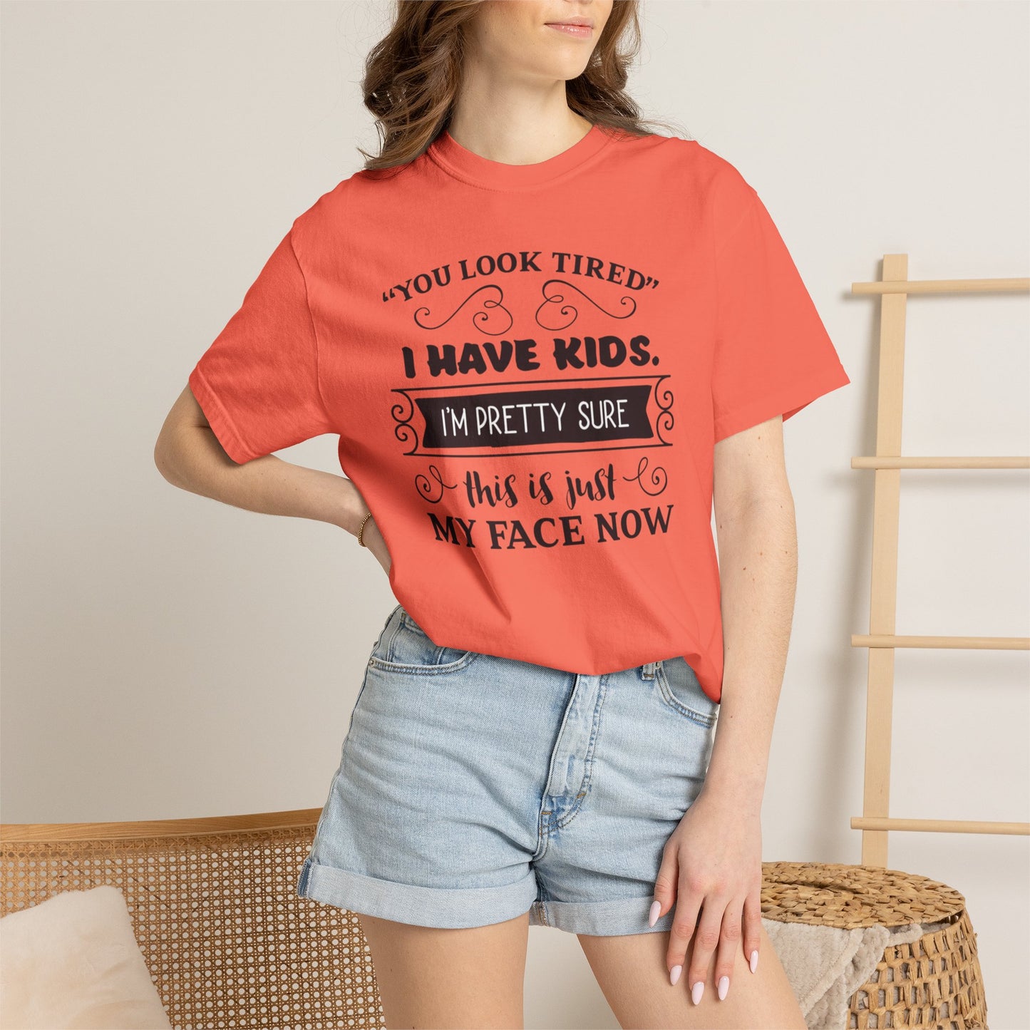 I Have Kids I’m Pretty Sure This Is Just My Face Now Strong Motherhood Tee Parenting Magic Fantasy Reality Wonder Woman Unisex Heavy Cotton T-Shirt