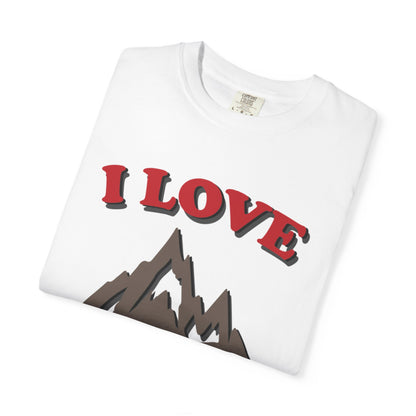 I Love Hiking Trendy Tee Adventure Mountain Hut Belays Ropes Fun Activities Unisex Heavy Cotton T-Shirt