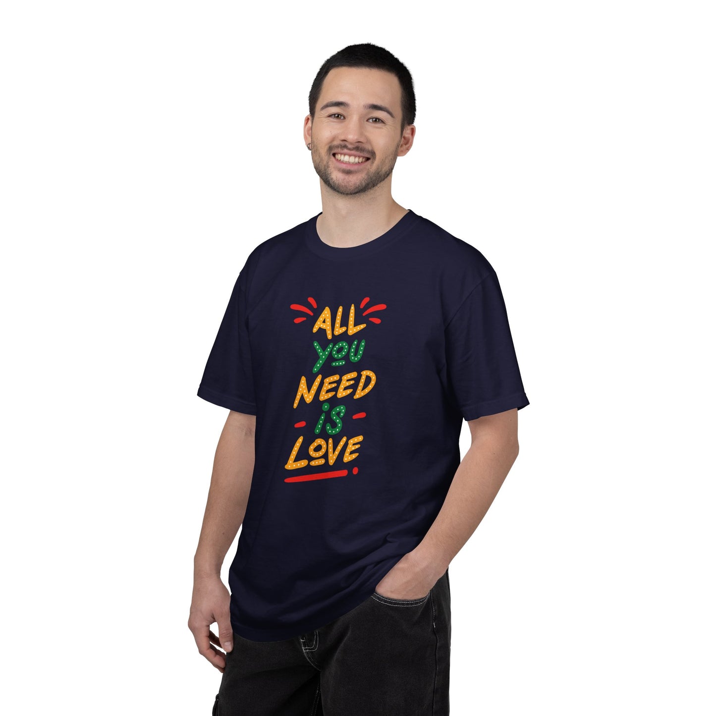 All You Need Is Love T-Shirt — Retro Handwritten Love Graphic Unisex Heavy Cotton T-Shirt