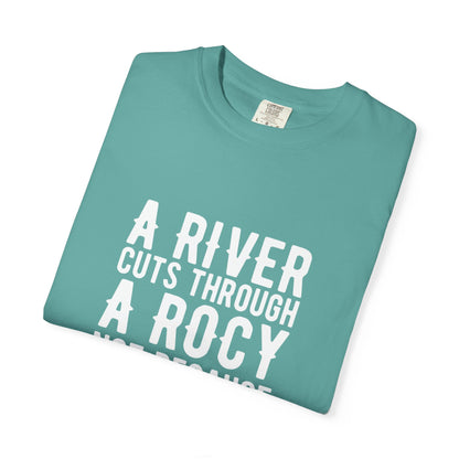A River Cuts Through A Rock Stop Wishing Start Doing Action Goal Setting Modern Tee Achievement Unisex Heavy Cotton T-Shirt