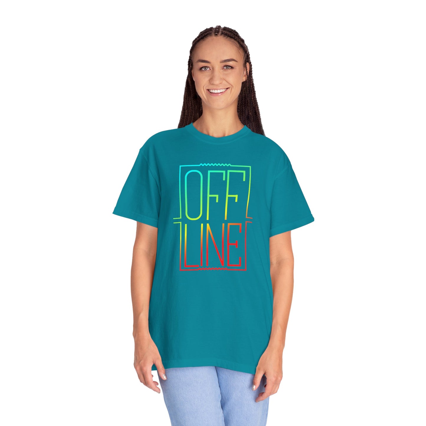 Offline Graphic T-Shirt — Retro Neon Text Tee