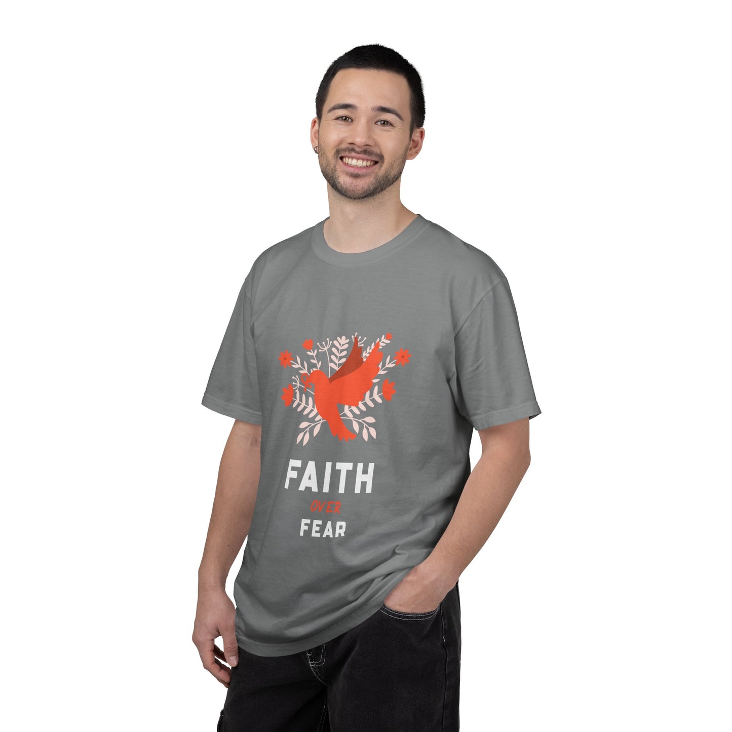Faith Over Fear Stop Wishing Start Doing Action Goal Setting Modern Tee Achievement Self-Improvement Unisex Heavy Cotton T-Shirt