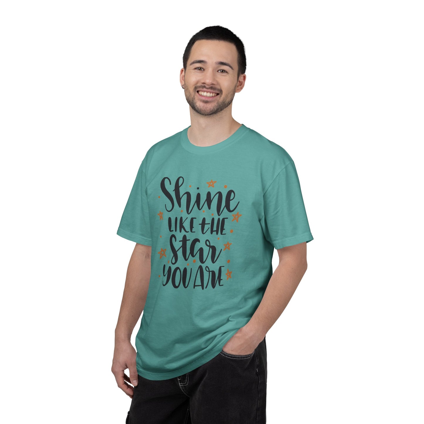 Shine Like A Star You Are Keep Trying Determination Tee Hard Work Success Unstoppable Hustle Fame Unisex Heavy Cotton T-Shirt