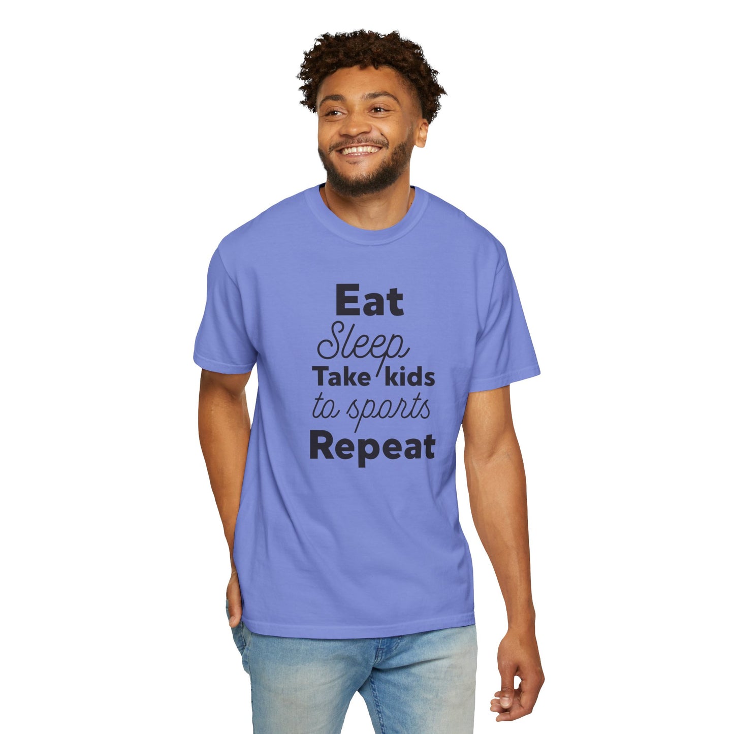 Eat Sleep Take Kids Motherhood Blessings Life Giver Mummy’s Tee Supermom Busy Schedule Duties Forever Same Routine Players Unisex Heavy Cotton T-Shirt