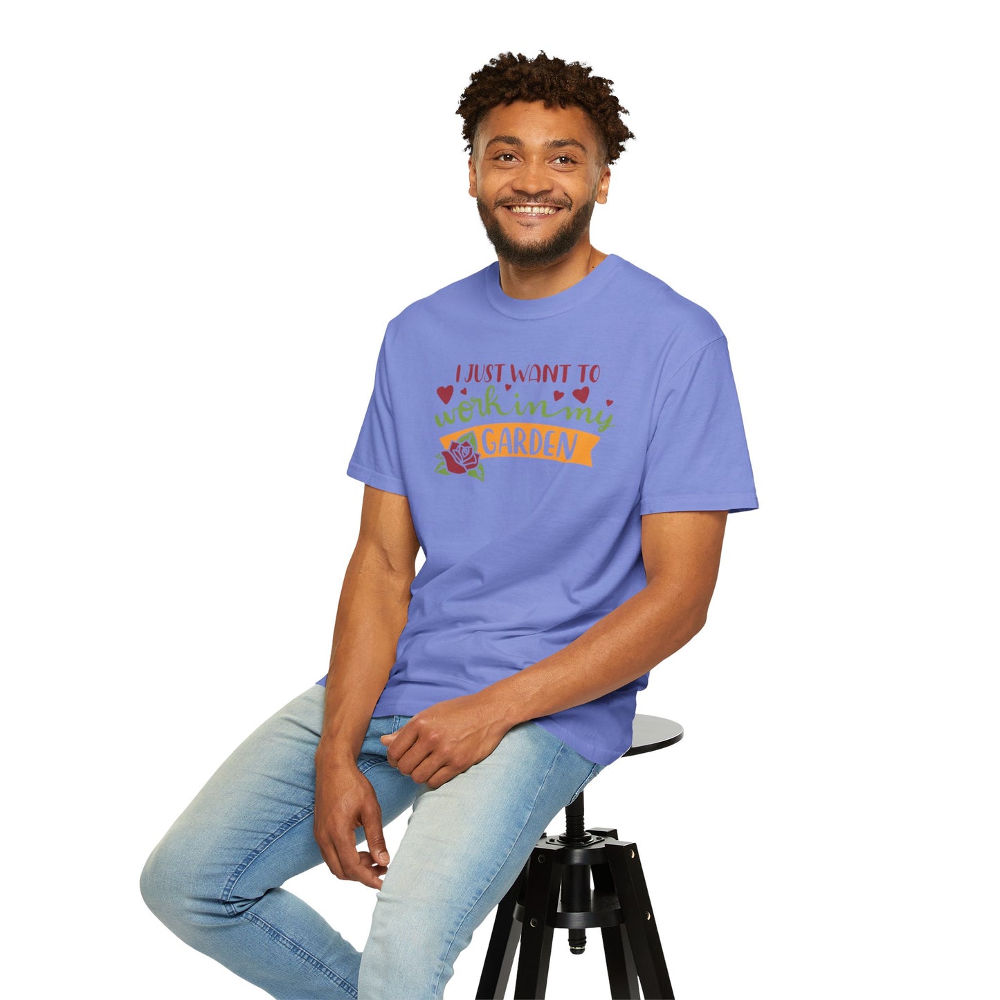 I Just Want To Work In My Garden Plant Enthusiasts Flower Lovers Tee Green Therapy Gardener Leafy Love Unisex Heavy Cotton T-Shirt