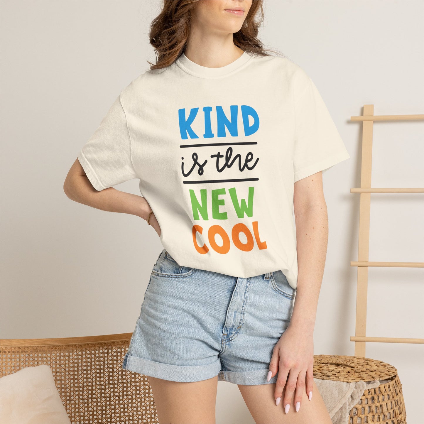 Kind Is The New Cool Positive Affirmation Tee Heartfelt Advice Inspirational Words Unisex Heavy Cotton T-Shirt