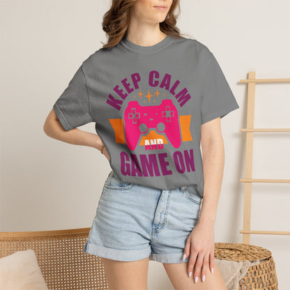 Inspirational Keep Calm And Game On Pro Gamer Skills Gaming Mindset Gaming Community Gaming Console Unisex Heavy Cotton T-Shirt