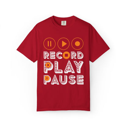 Thrilling Record Play Pause Playback Actions Sound Management Audio Functions Unisex Heavy Cotton T-Shirt
