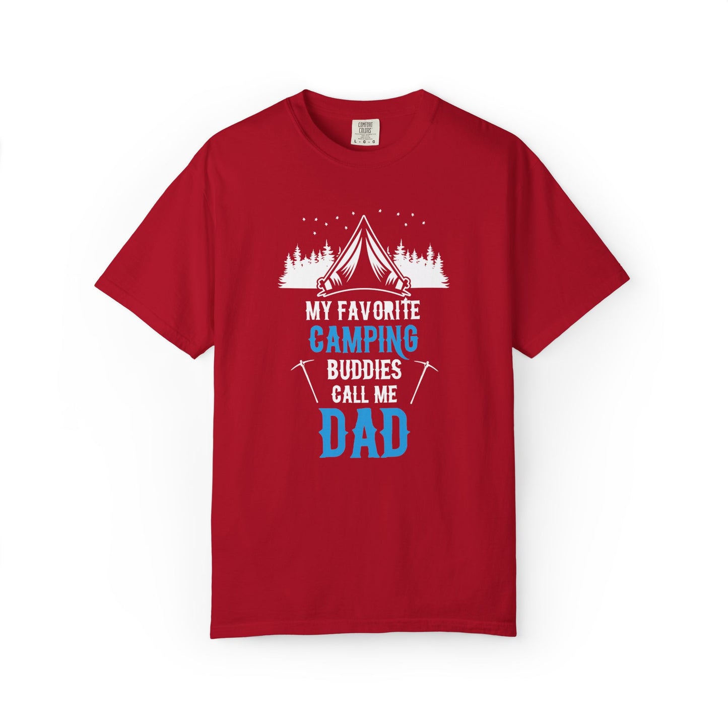 Funny My Favorite Camping Buddies Call Me Dad Sarcastic Adventure Mountains Hiking Stars Unisex Heavy Cotton T-Shirt