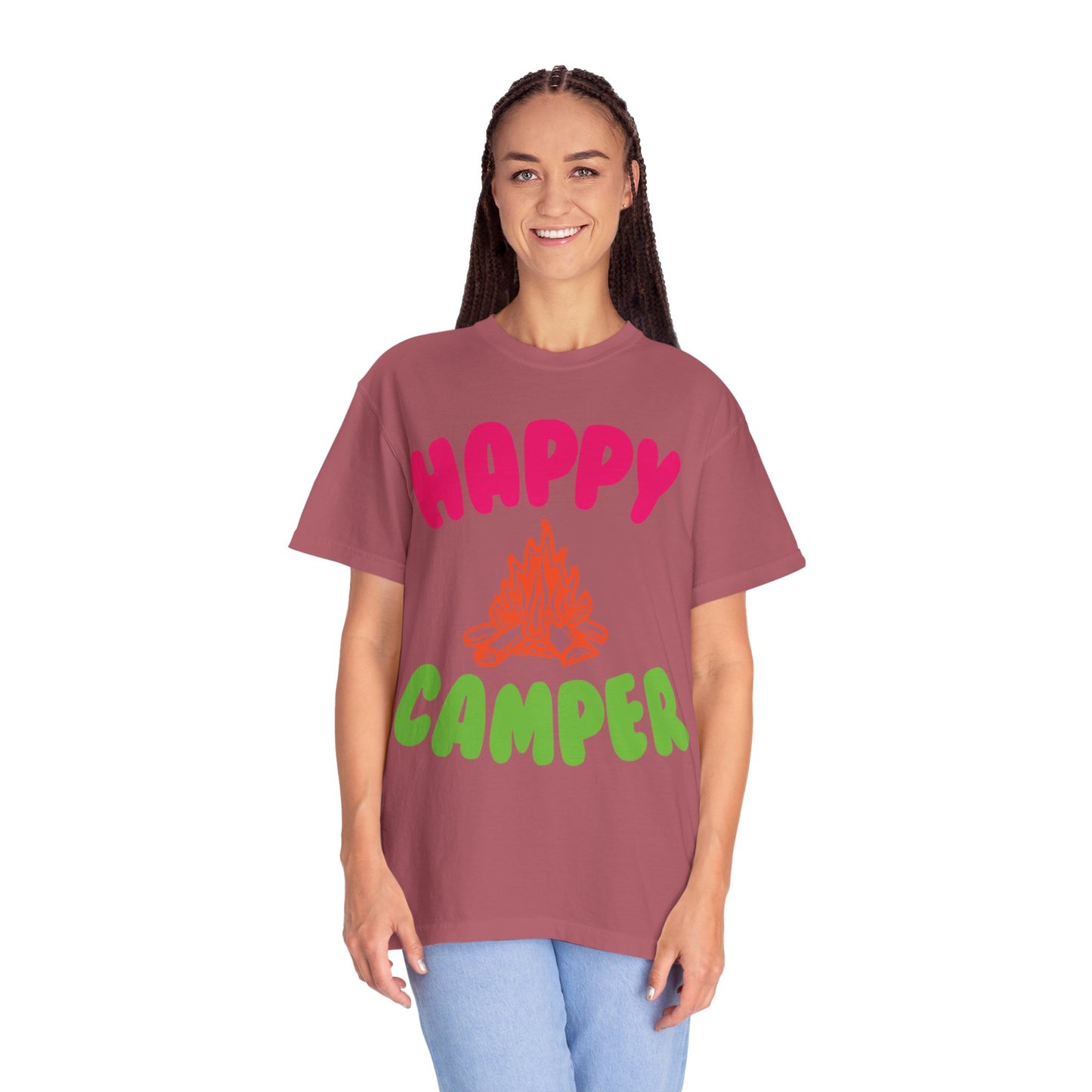 Happy Camper Freedom Fighter Adventure Lovers Tee Nature Exploration Bonfire Travel Van Unisex Heavy Cotton T-Shirt