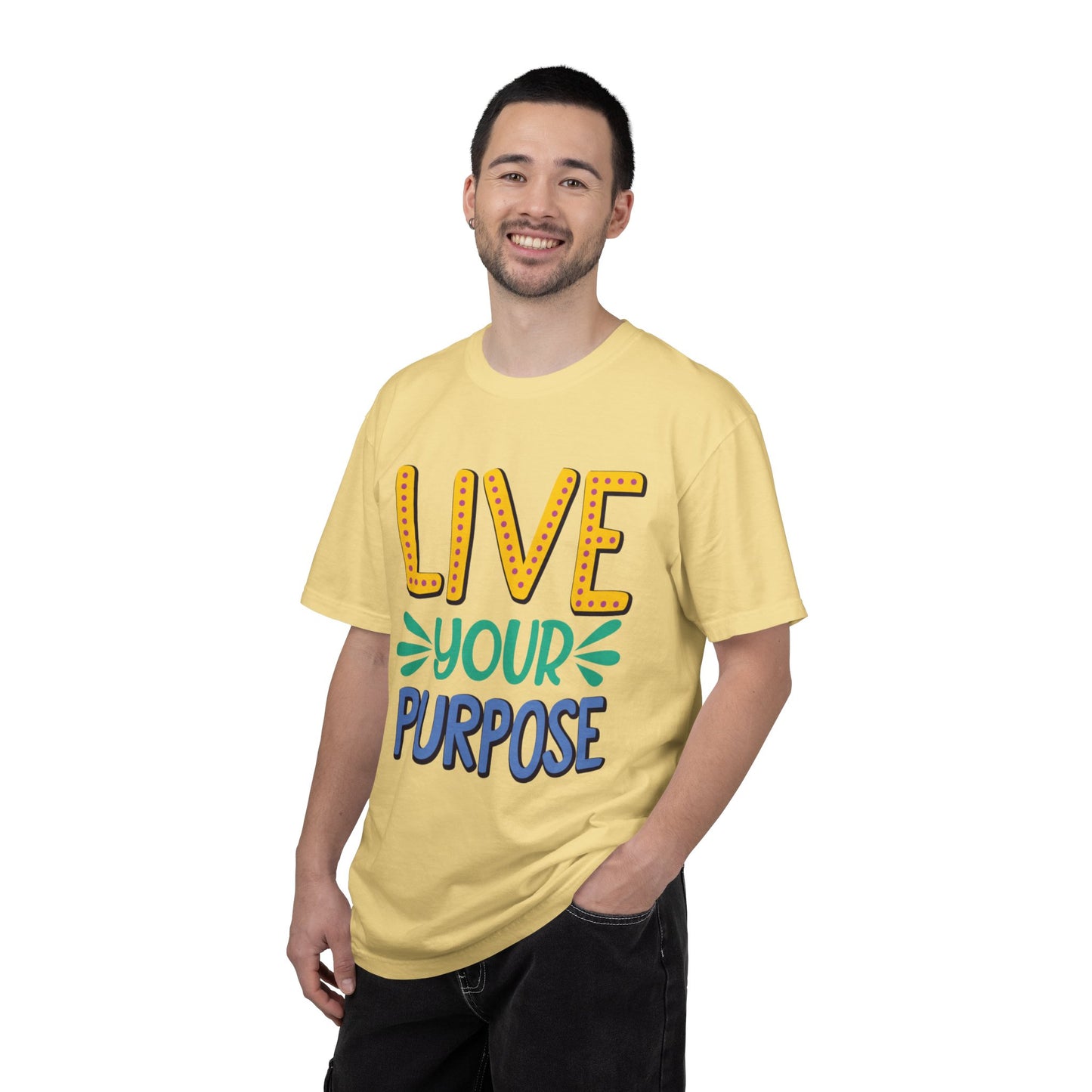 Live Your Purpose Inspirational Tee Stay Focused Positive Message Set Your Goal Empowering Personal Growth Unisex Heavy Cotton T-Shirt