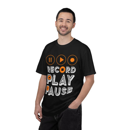 Thrilling Record Play Pause Playback Actions Sound Management Audio Functions Unisex Heavy Cotton T-Shirt
