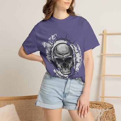 Chain Skull Cranium Head Anatomy Bones Trend Tee Horror Creepy Head X-ray Unisex Heavy Cotton T-Shirt