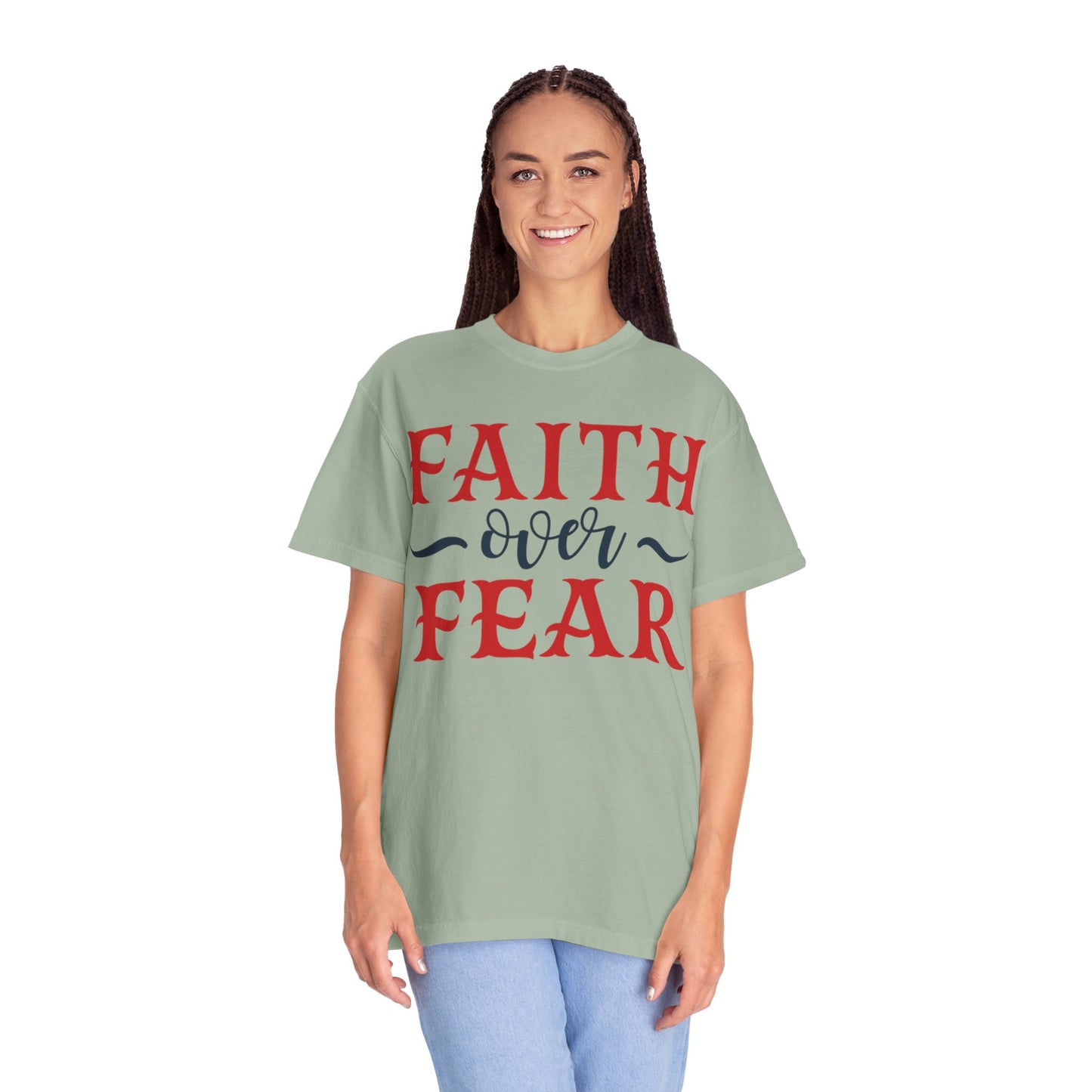 Faith Over Fear Stop Wishing Start Doing Action Goal Setting Modern Tee Achievement Self-Improvement Unisex Heavy Cotton T-Shirt