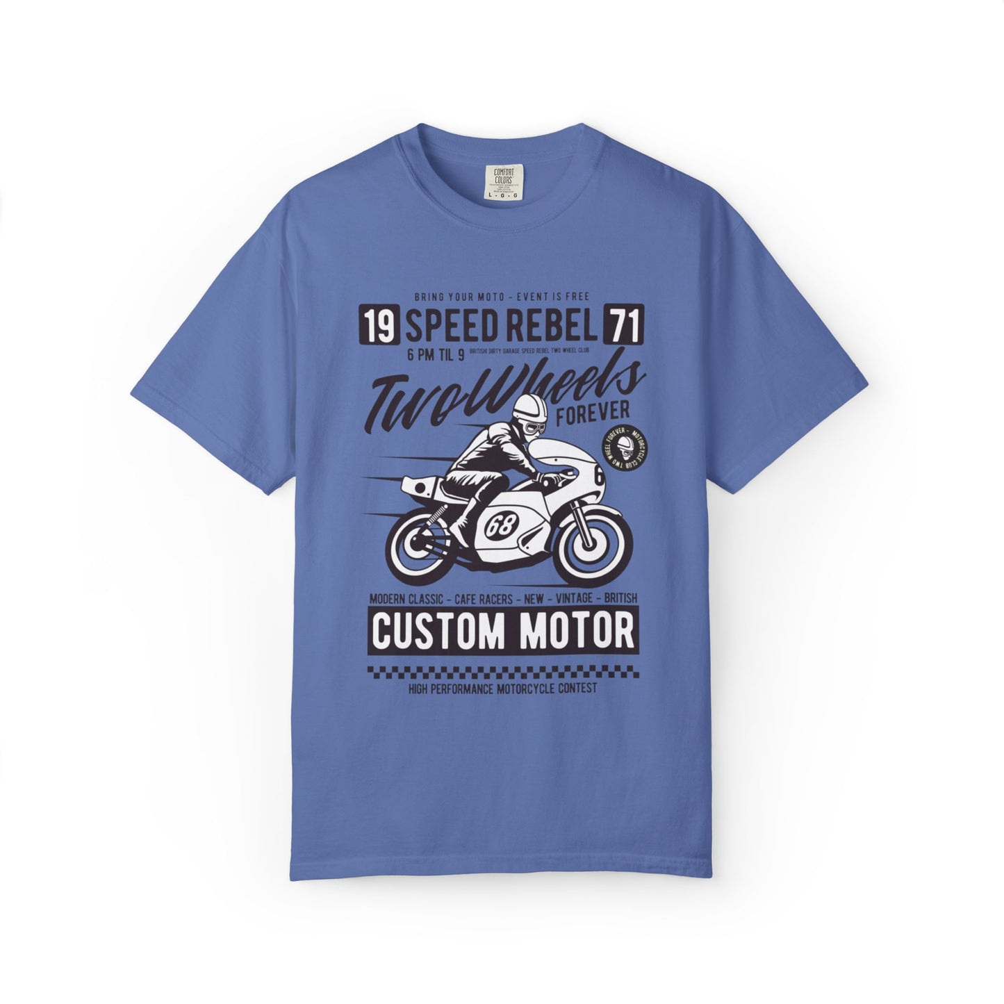 Speed Rebel Two Wheels Custom Engine Club Motorbike Lovers Trendy Tee High-speed Rider Adventure Racer Unisex Heavy Cotton T-Shirt