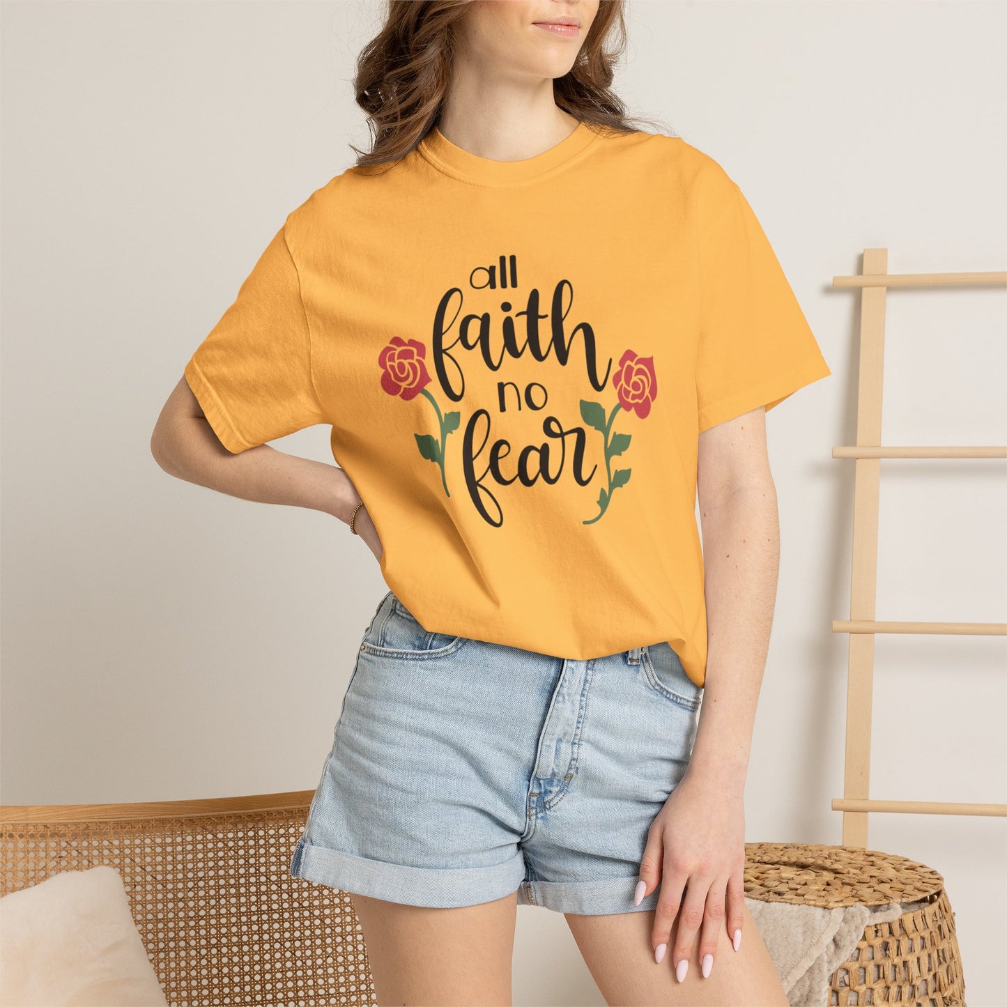 All Faith No Fear Stop Wishing Start Doing Action Goal Setting Modern Tee Achievement Self-Improvement Unisex Heavy Cotton T-Shirt